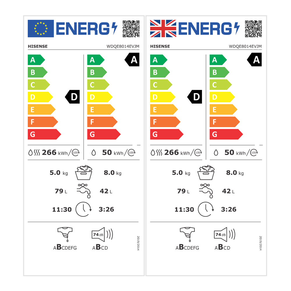 Lavasciuga Lavaggio 8kg e Asciugatura 5kg HISENSE - Classe Energetica D