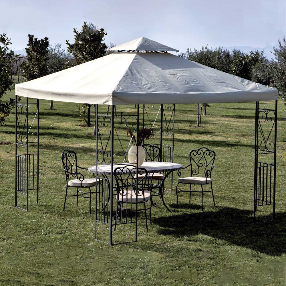 Gazebo In Acciaio Verniciato Modello Decor Ecrù FERLIVING - MT. 300x300x260h