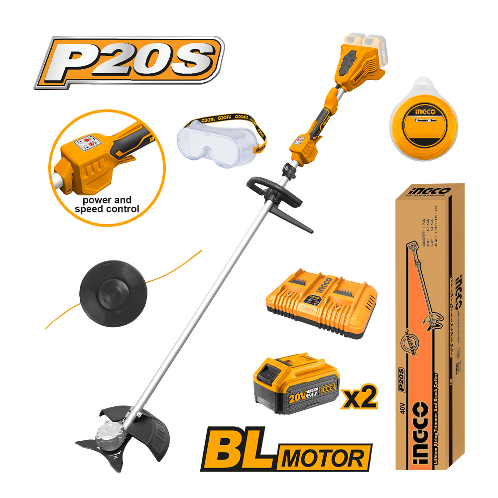 Decespugliatore Brushless 40V 2 Batterie 4,0 Ah INGCO - con Accessori