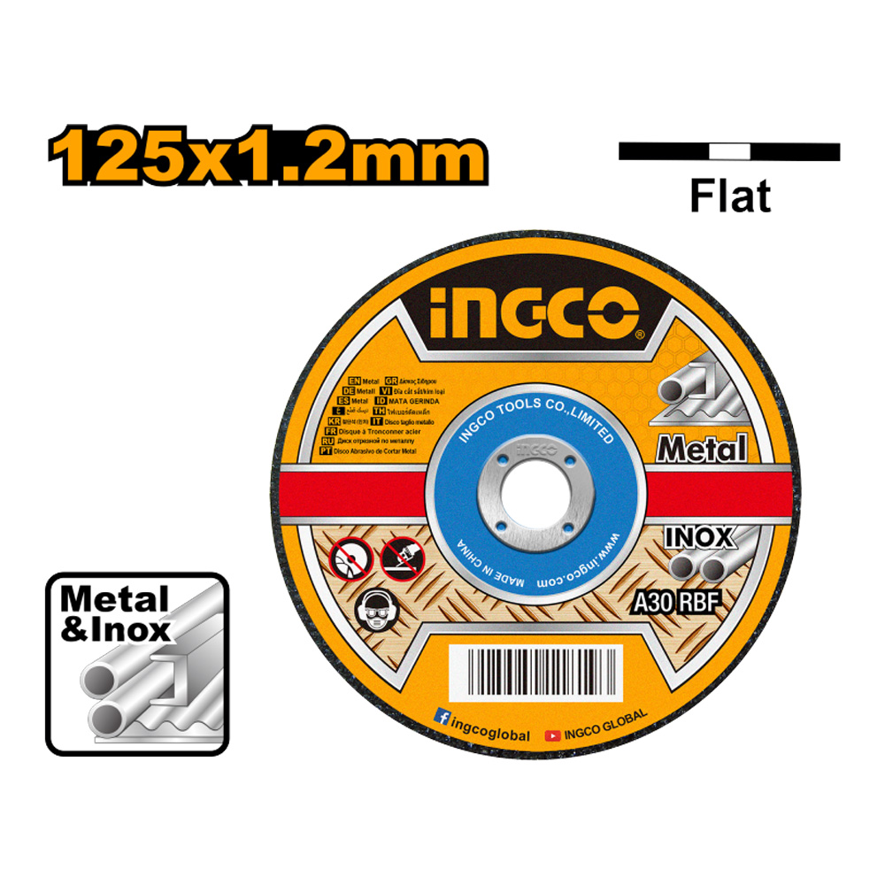 Disco da Taglio per Ferro e Inox 125x22,2 mm INGCO - Spessore 1,2 mm