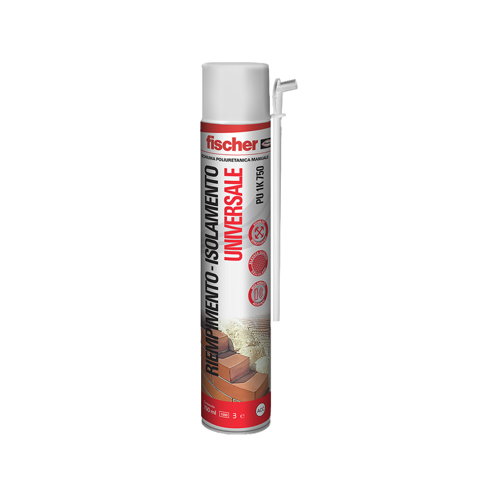 Schiuma poliuretanica pu 1k 750 fischer 750 ml - riempimento ed isolamento.