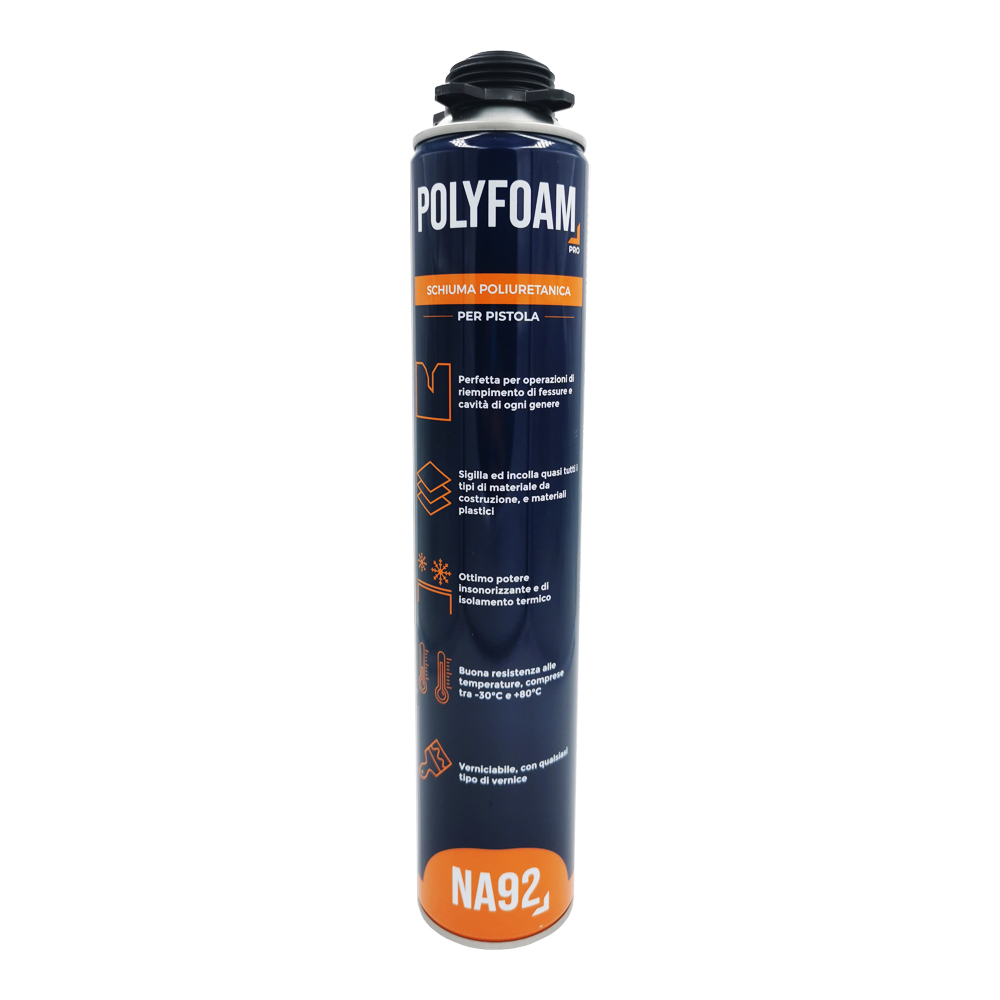 Schiuma poliuretanica na92 polyfoam pistola 750 ml - riempimento ed isolamento.