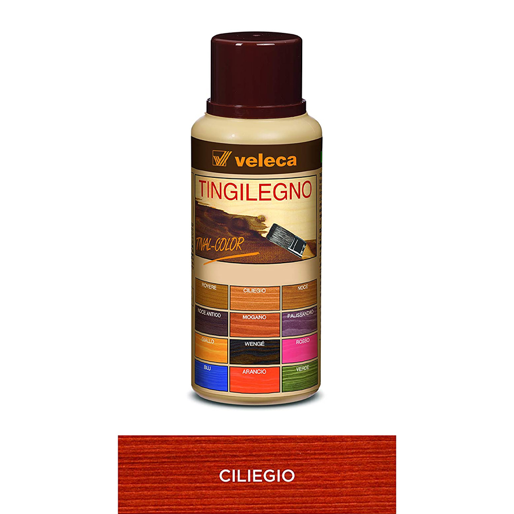 Colorante legno ad acqua tingilegno tival color 250 ml veleca - ciliegio.