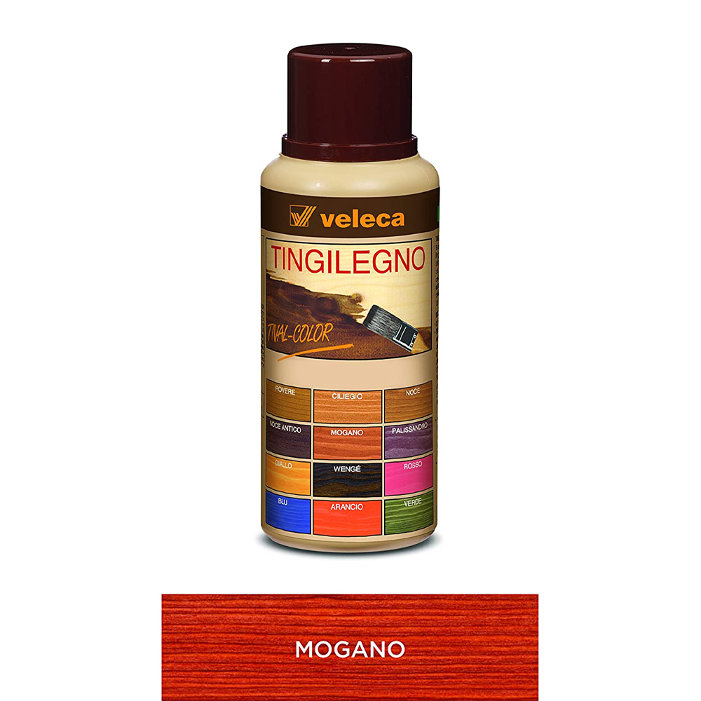 Colorante legno ad acqua tingilegno tival color 250 ml veleca - mogano.