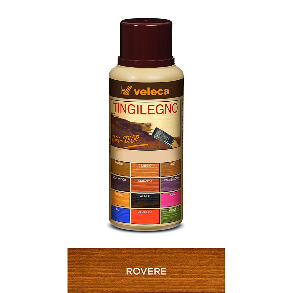 Colorante legno ad acqua tingilegno tival color 250 ml veleca - rovere.