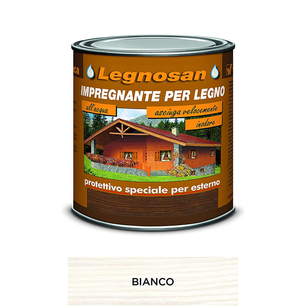 Impregnante all'acqua per legno esterno legnosan 2,5 lt veleca - bianco.