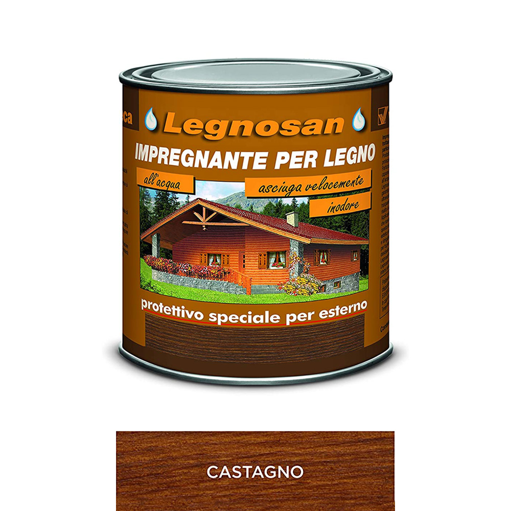 Impregnante all'acqua per legno esterno legnosan 750 ml veleca - castagno.