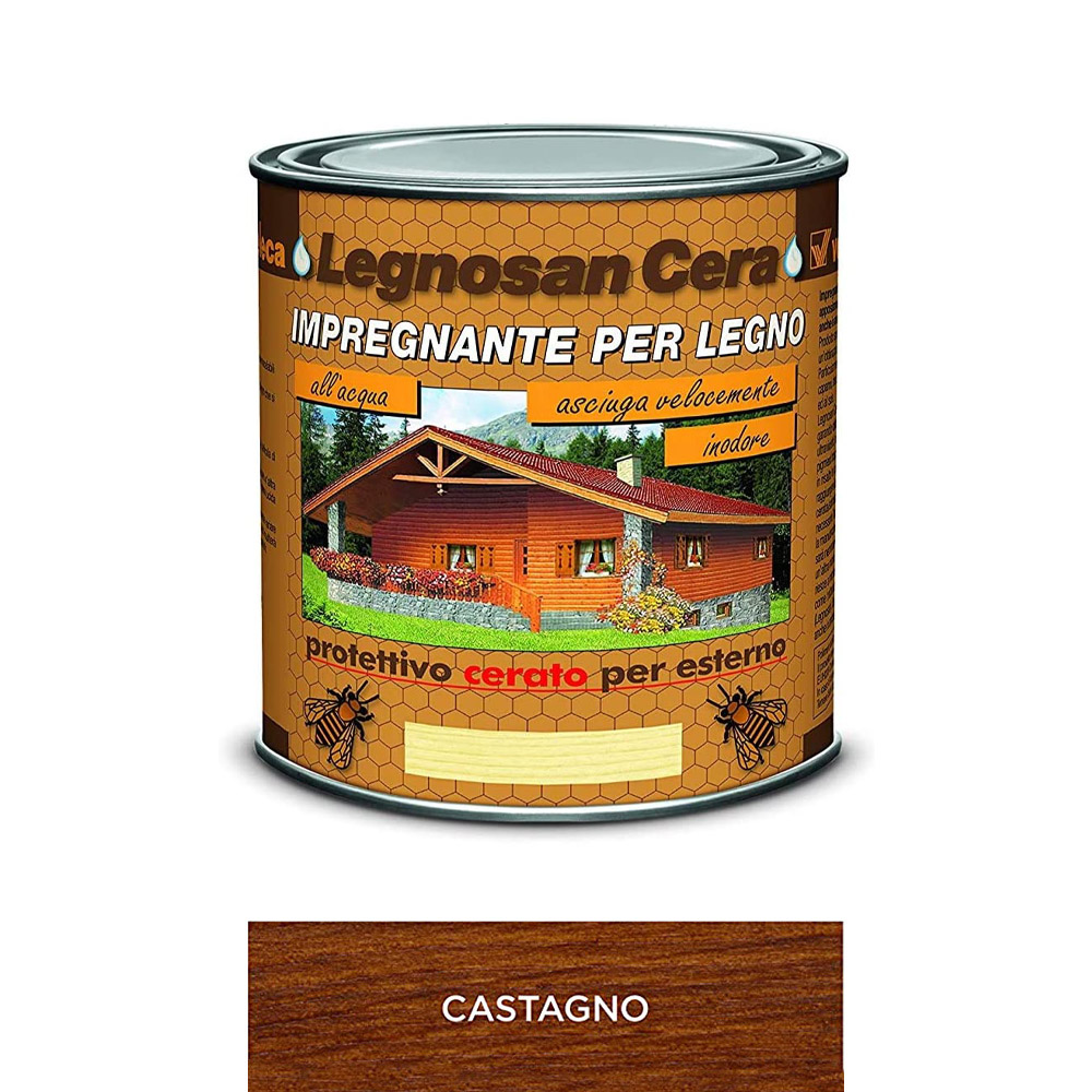 Impregnante all'acqua legnosan cera 750 ml veleca - castagno.