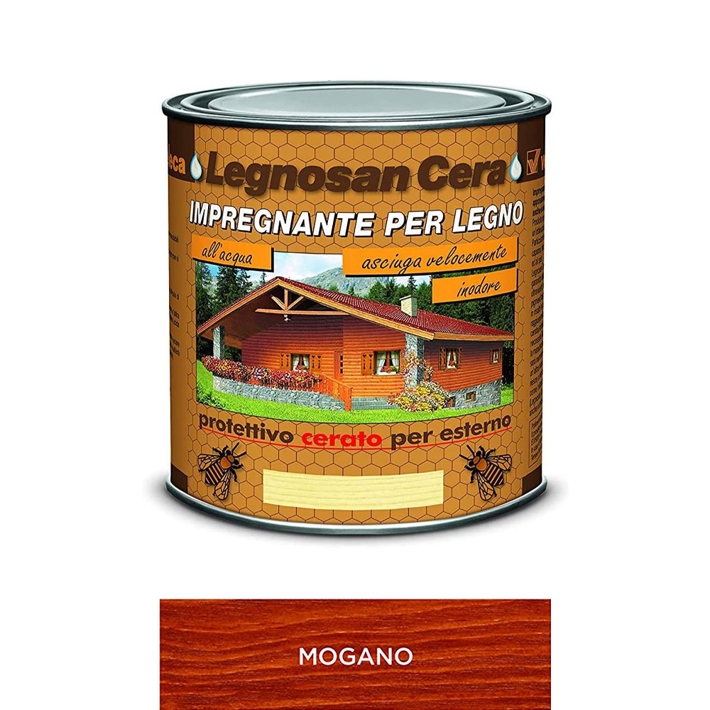 Impregnante all'acqua legnosan cera 750 ml veleca - mogano.