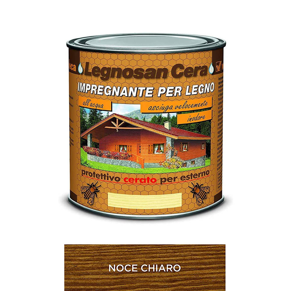 Impregnante all'acqua legnosan cera 750 ml veleca - noce chiaro.