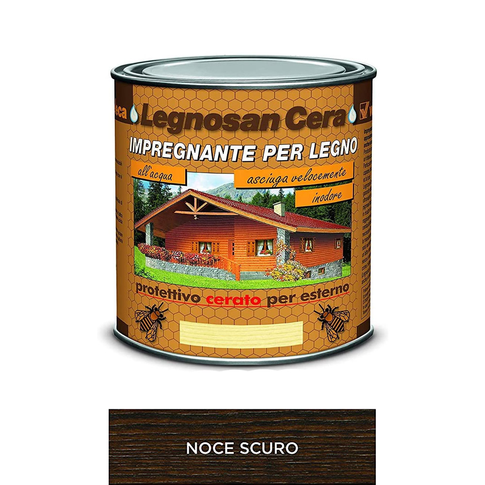 Impregnante all'acqua legnosan cera 750 ml veleca - noce scuro.