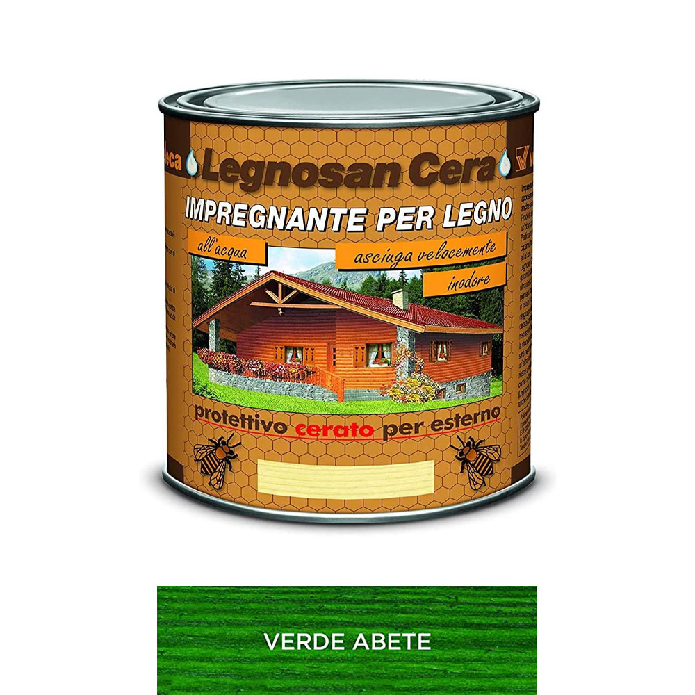 Impregnante all'acqua legnosan cera 750 ml veleca - verde abete.