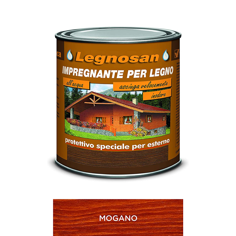 Impregnante all'acqua per legno esterno legnosan 2,5 lt veleca - mogano.