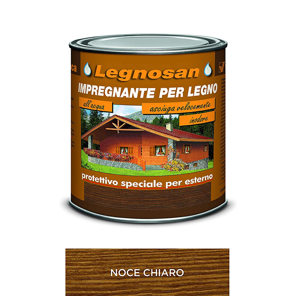 Impregnante all'acqua per legno esterno legnosan 750 ml veleca - noce chiaro.