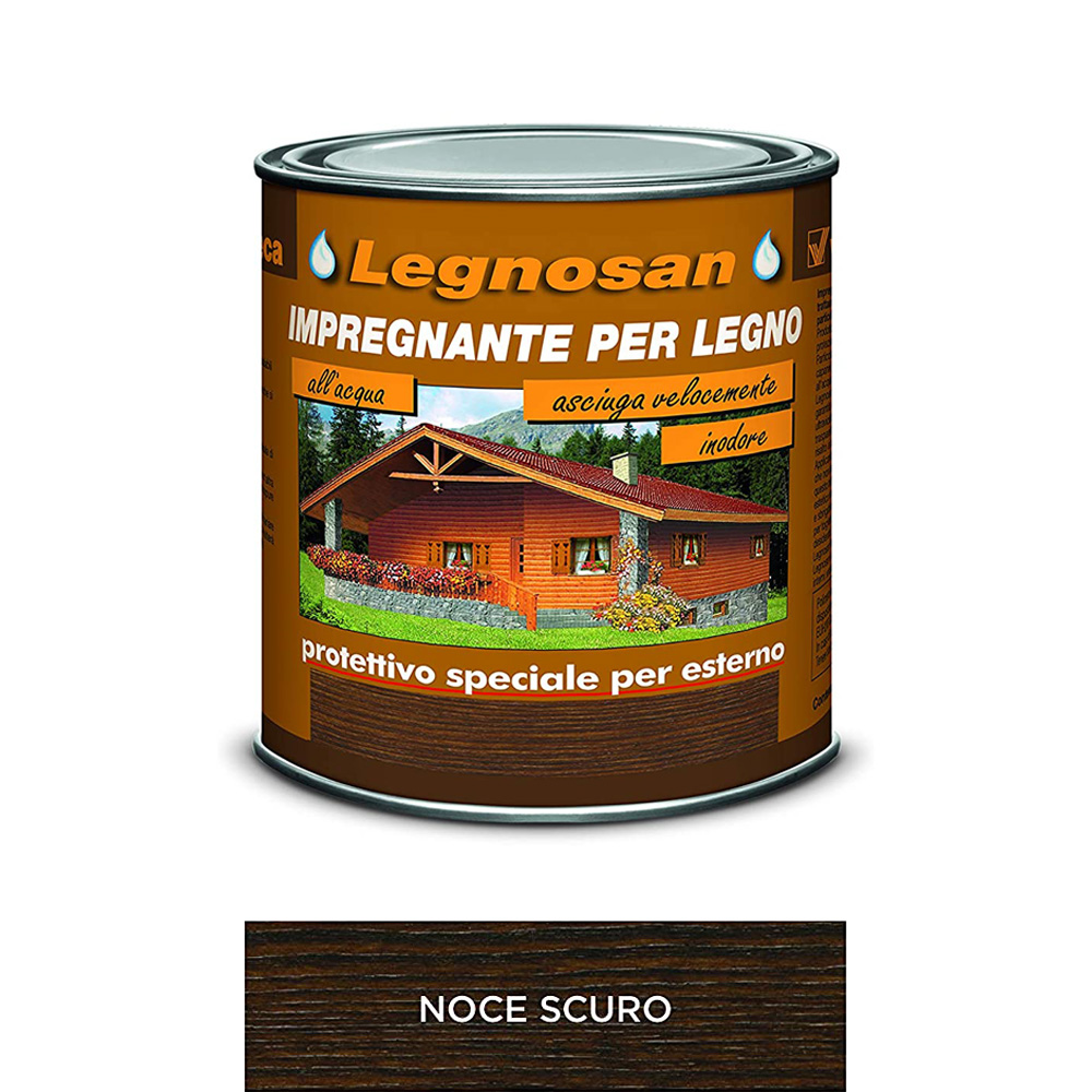 Impregnante all'acqua per legno esterno legnosan 750 ml veleca - noce scuro.