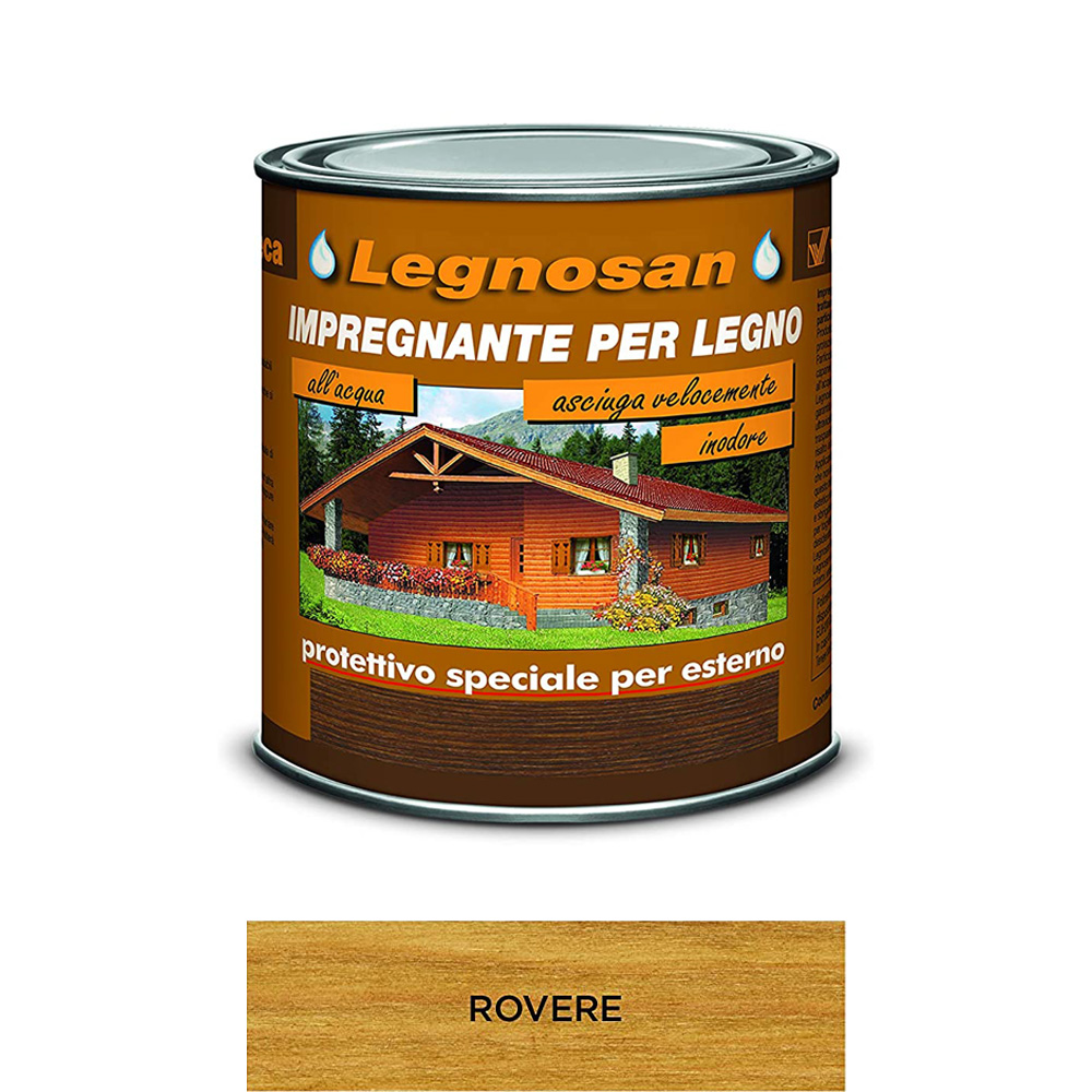 Impregnante all'acqua per legno esterno legnosan 750 ml veleca - rovere.