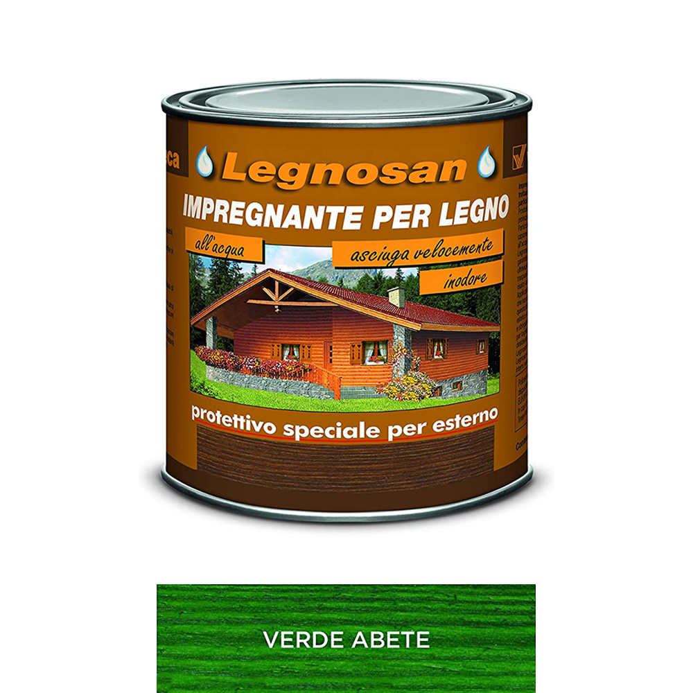 Impregnante all'acqua per legno esterno legnosan 2,5 lt veleca - verde abete.