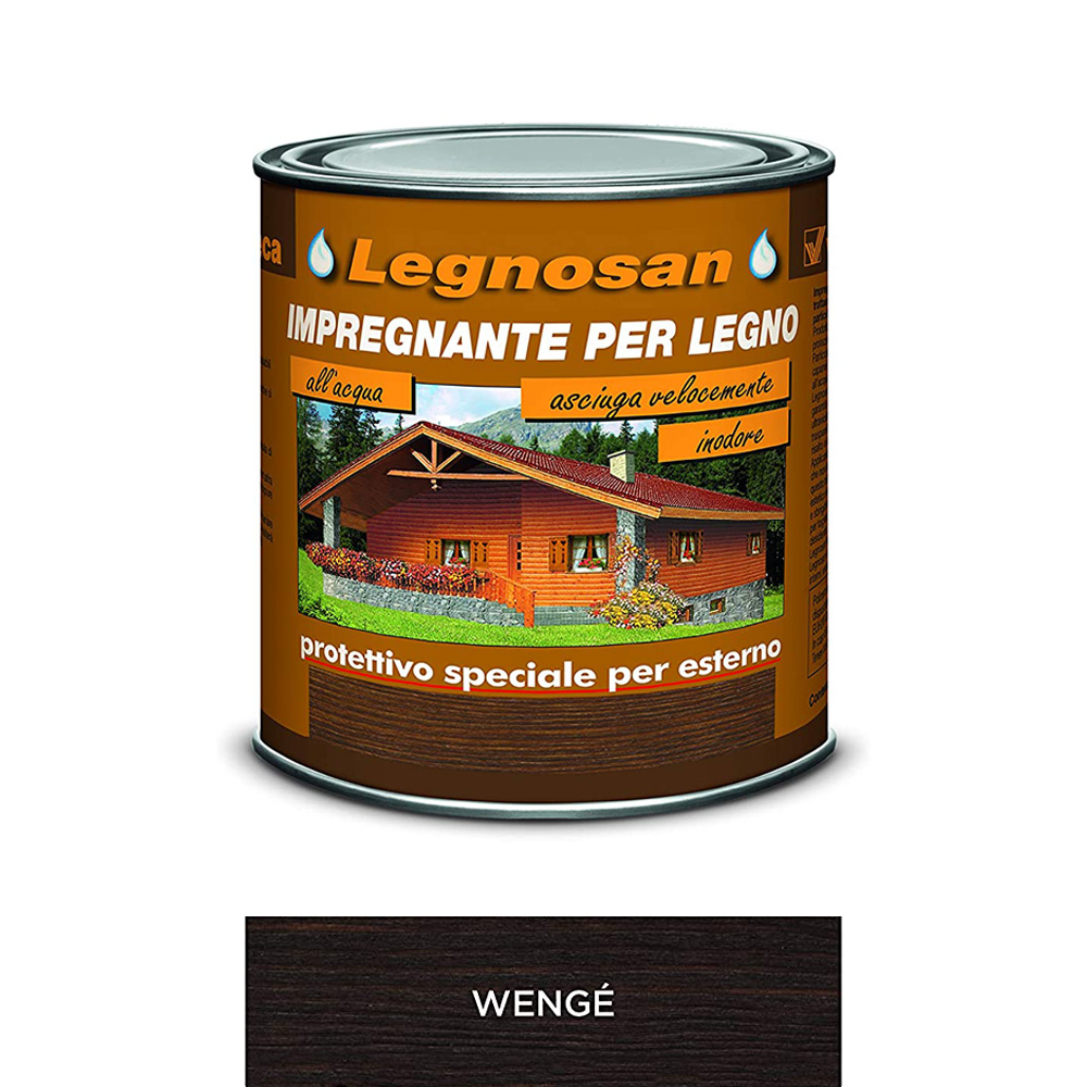 Impregnante all'acqua per legno esterno legnosan 2,5 lt veleca - wenge.