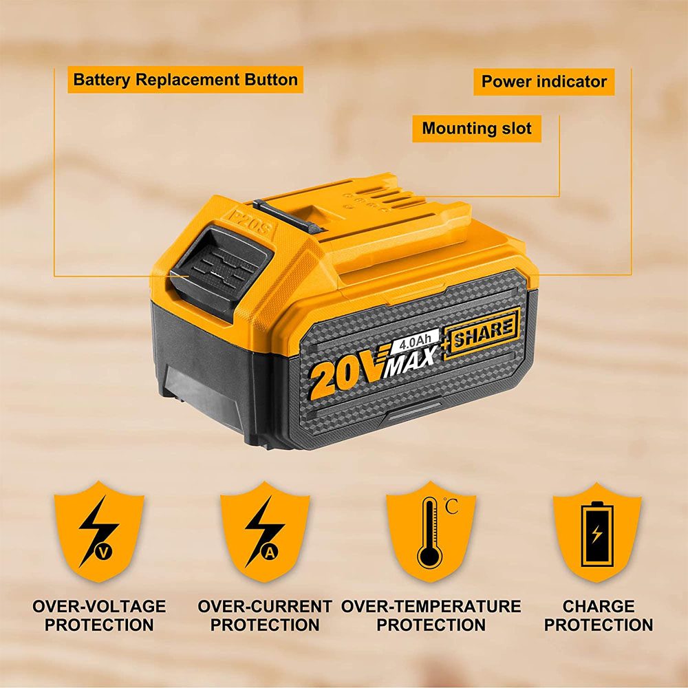 Batteria al Litio Ricaricabile 4.0 Ah 20V INGCO - per Elettroutensili P20S