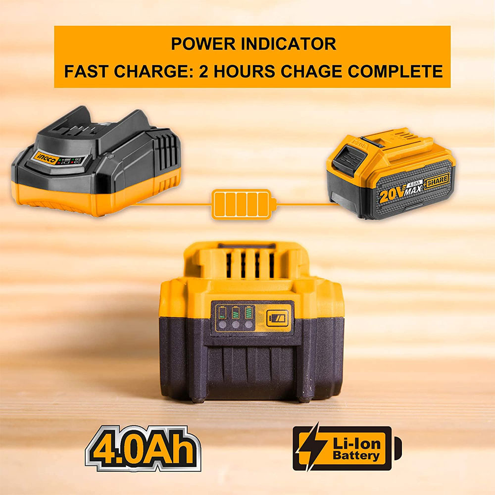 Batteria al Litio Ricaricabile 4.0 Ah 20V INGCO - per Elettroutensili P20S