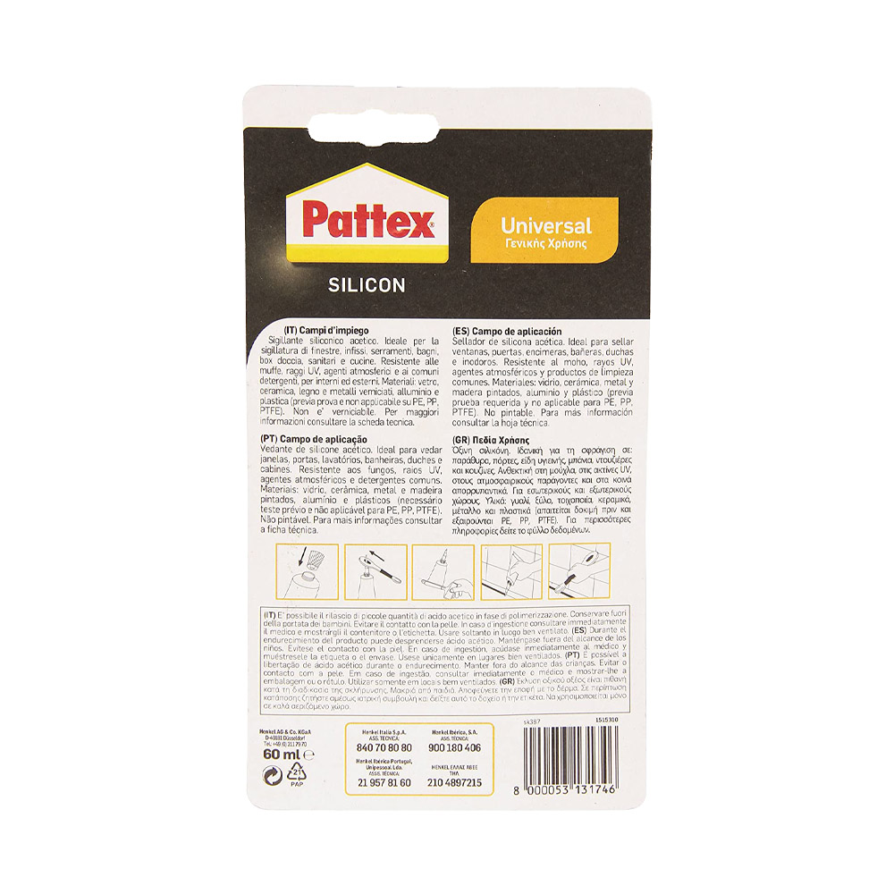 Sigillante Perfect Casa Silicone Universale 60 ml PATTEX - Trasparente