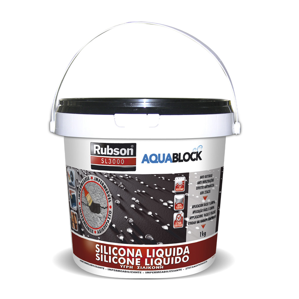 Aquablock silicone liquido sl3000 nero rubson 1 kg.