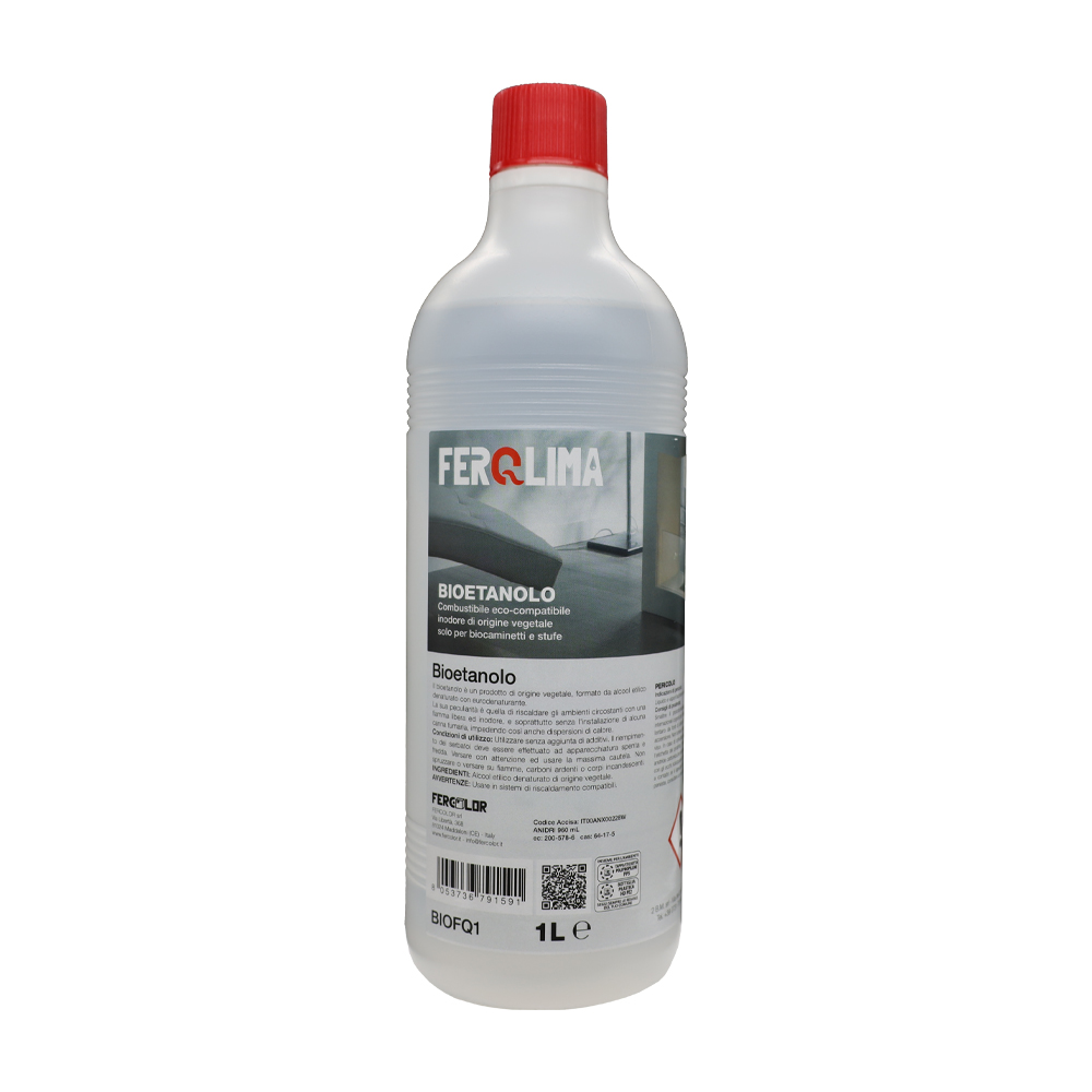 X12 bioetanolo naturale per stufe e camini inodore 1 lt ferqlima - scatola 12 pz.