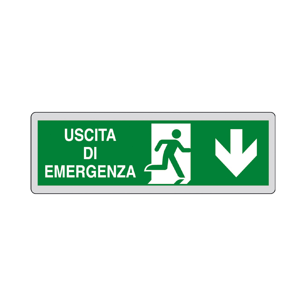 Cartello in carta autoadesiva 15x5 cm - uscita di emergenza.