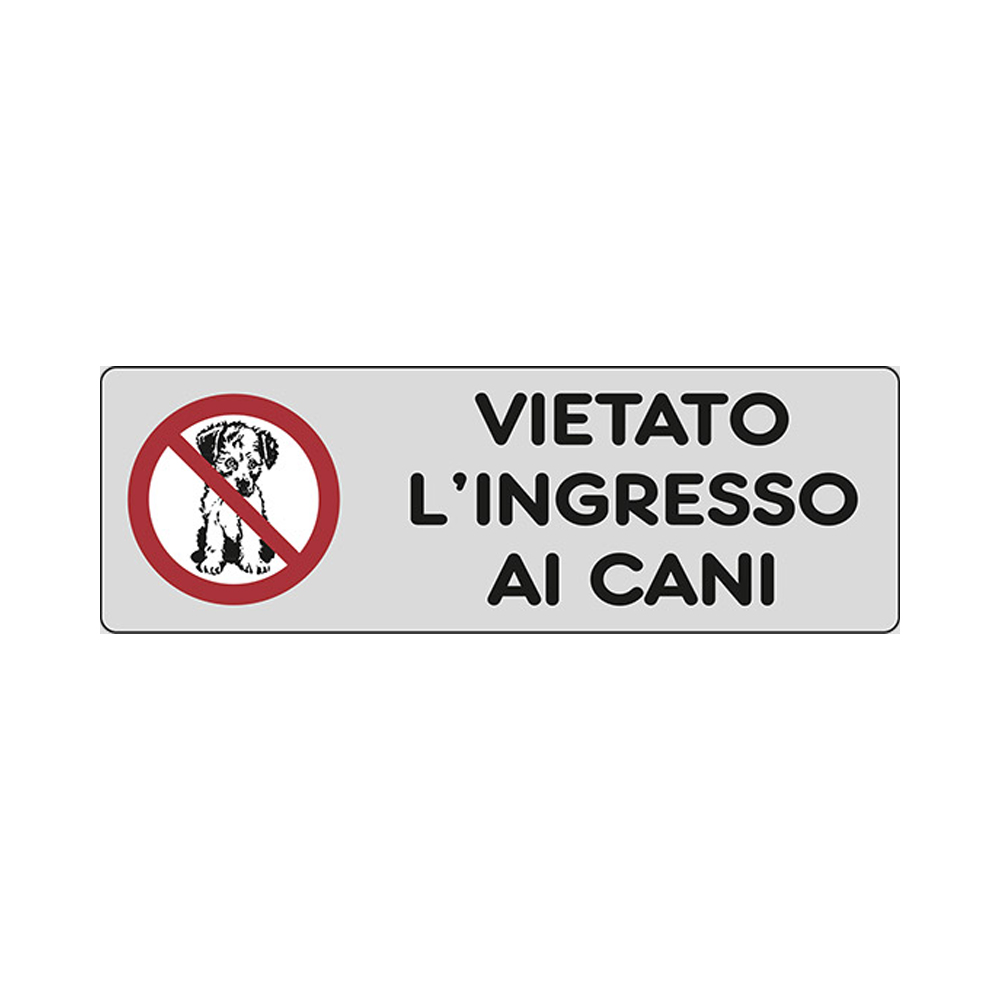 Cartello in Carta Autoadesiva 15x5 cm - VIETATO L'ACCESSO AI CANI