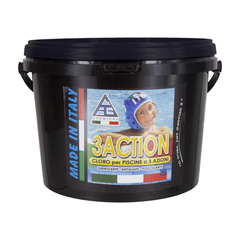 Cloro 3 azioni per piscine 5 kg cag chemical - in pastiglie da 200 gr.