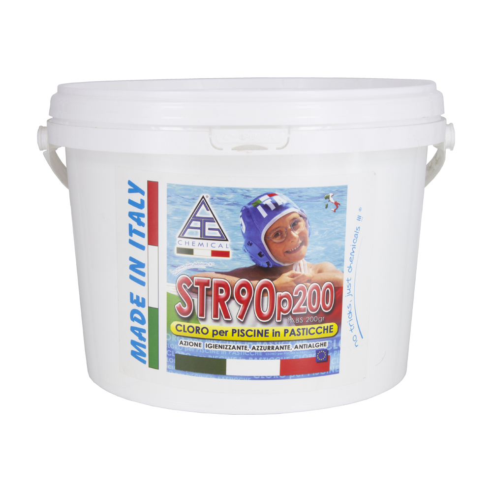 Cloro igienizzante per piscine str90 5 kg cag chemical - in pastiglie 20-200 gr.