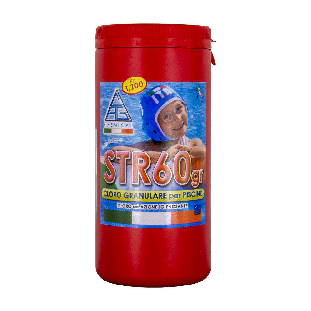 Cloro in polvere per piscine str60gr 1,2 kg cag chemical - azione igienizzante.