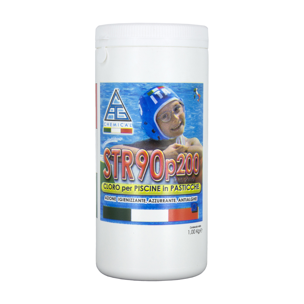 Cloro igienizzante per piscine str90 1 kg cag chemical - in pastiglie 20-200 gr.