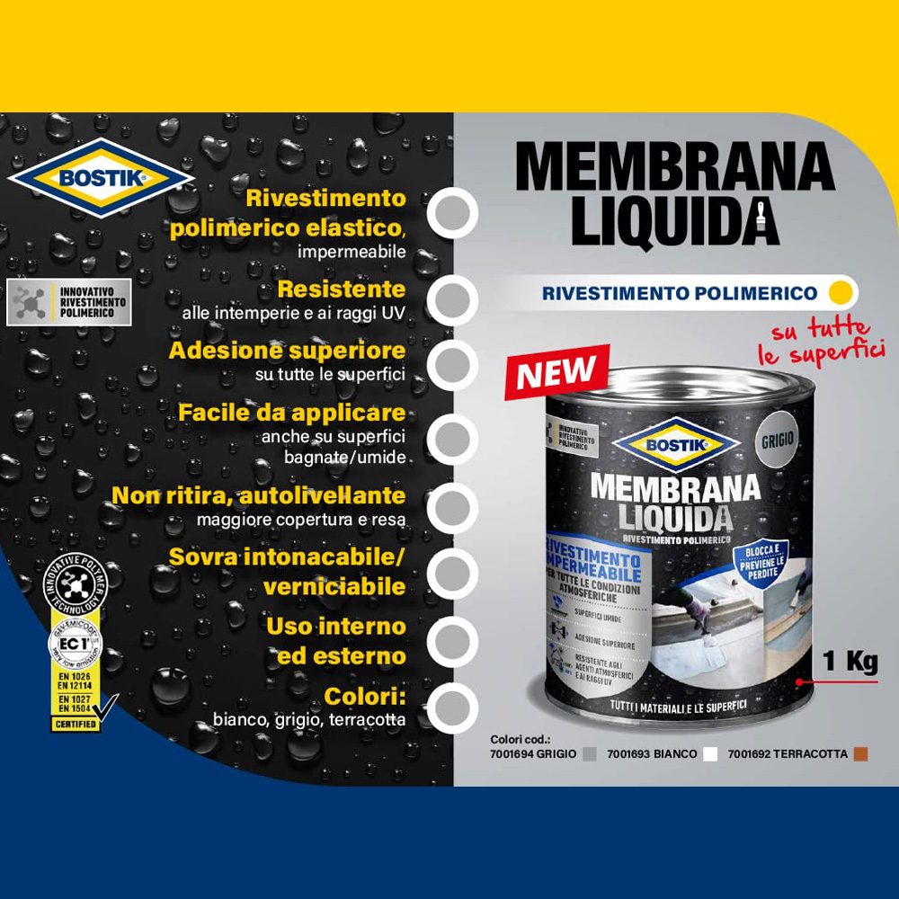 Membrana Liquida Rivestimento Polimerico 1 Kg BOSTIK - Bianco
