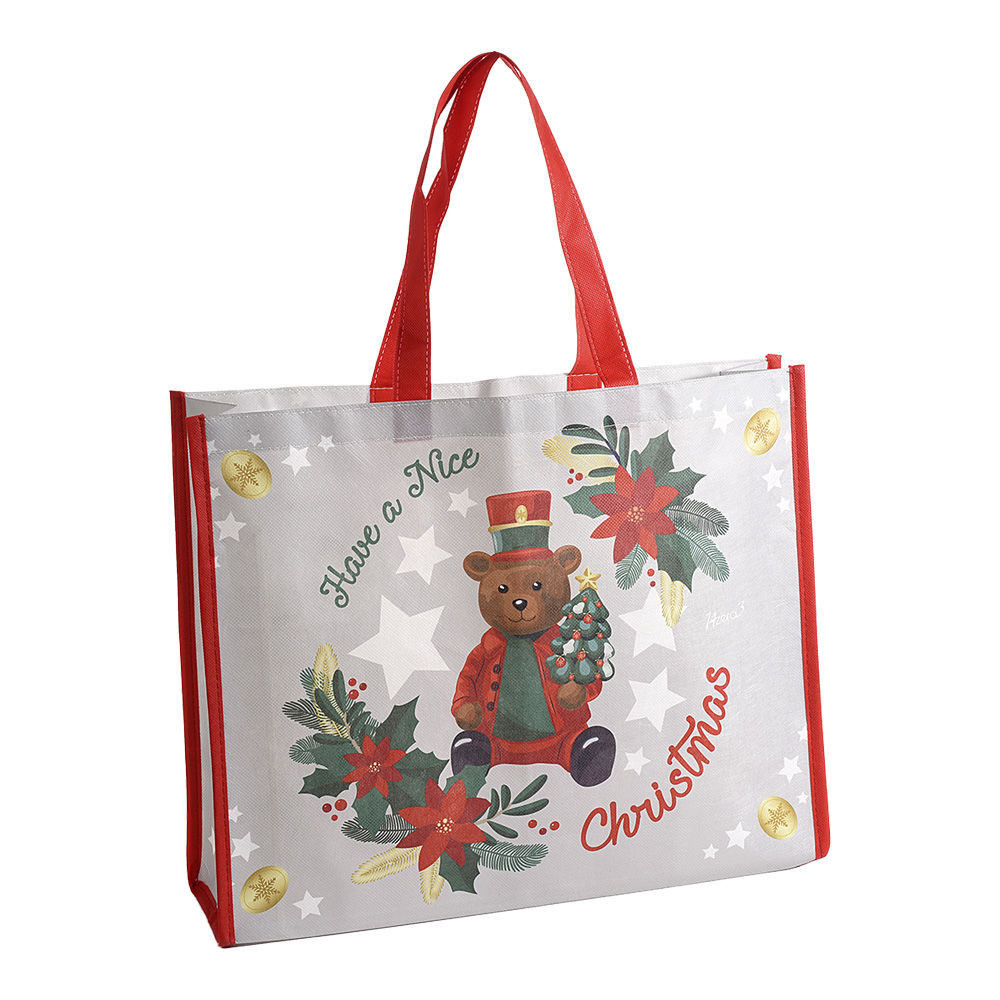 Busta shopper con stampa natalizia vintage toys 16 lt fercolor - 45x10x36h cm.