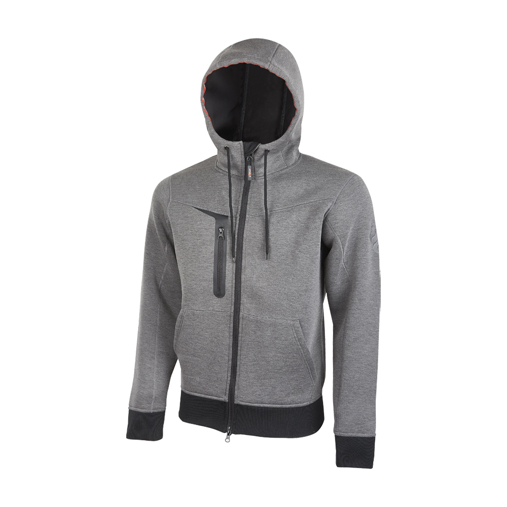 Felpa full zip con cappuccio performance tasty grey meteorite u-power - taglia l.