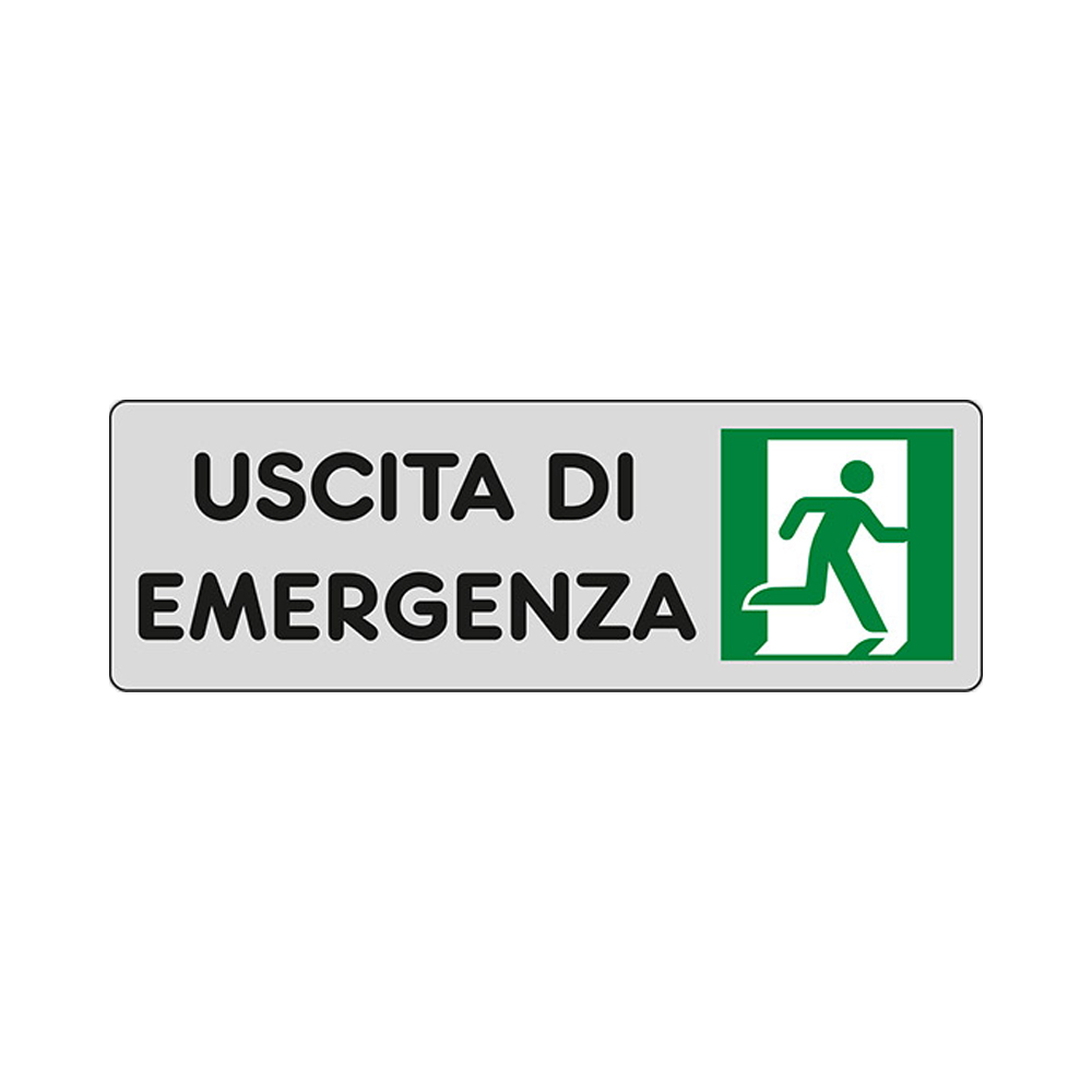 Cartello in Carta Autoadesiva 15x5 cm - USCITA DI EMERGENZA A DESTRA
