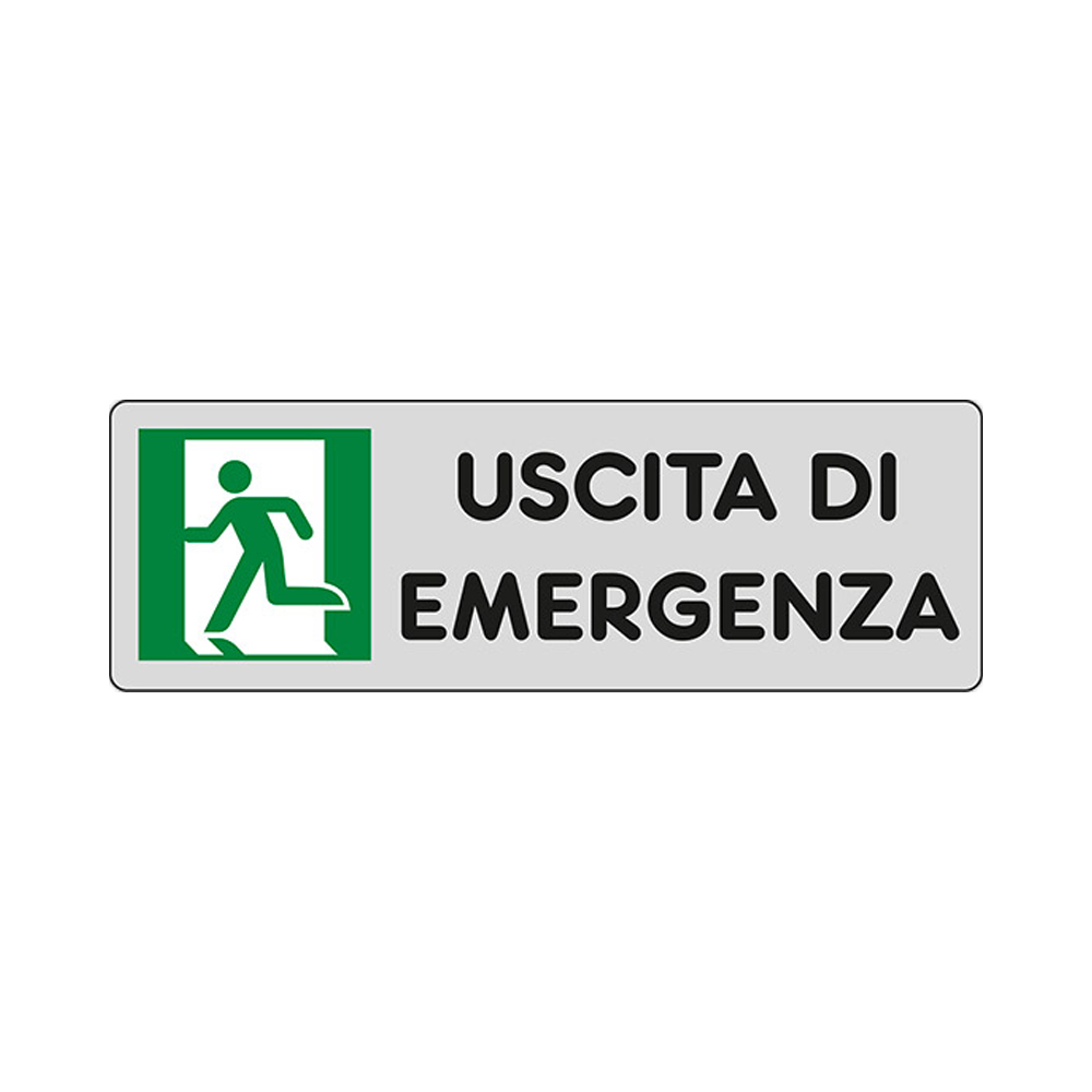 Cartello in Carta Autoadesiva 15x5 cm - USCITA DI EMERGENZA A SINISTRA