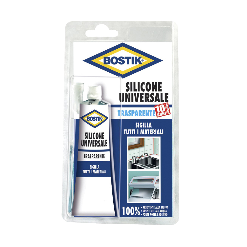 Silicone universale per giunti e fessure bostik 60 ml - trasparente.