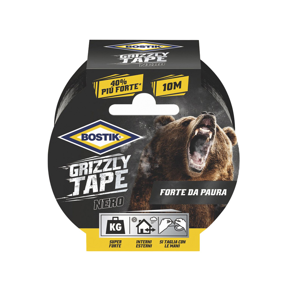 Nastro telato grizzly per riparazioni estreme 10 mt x 50 mm bostik - nero .