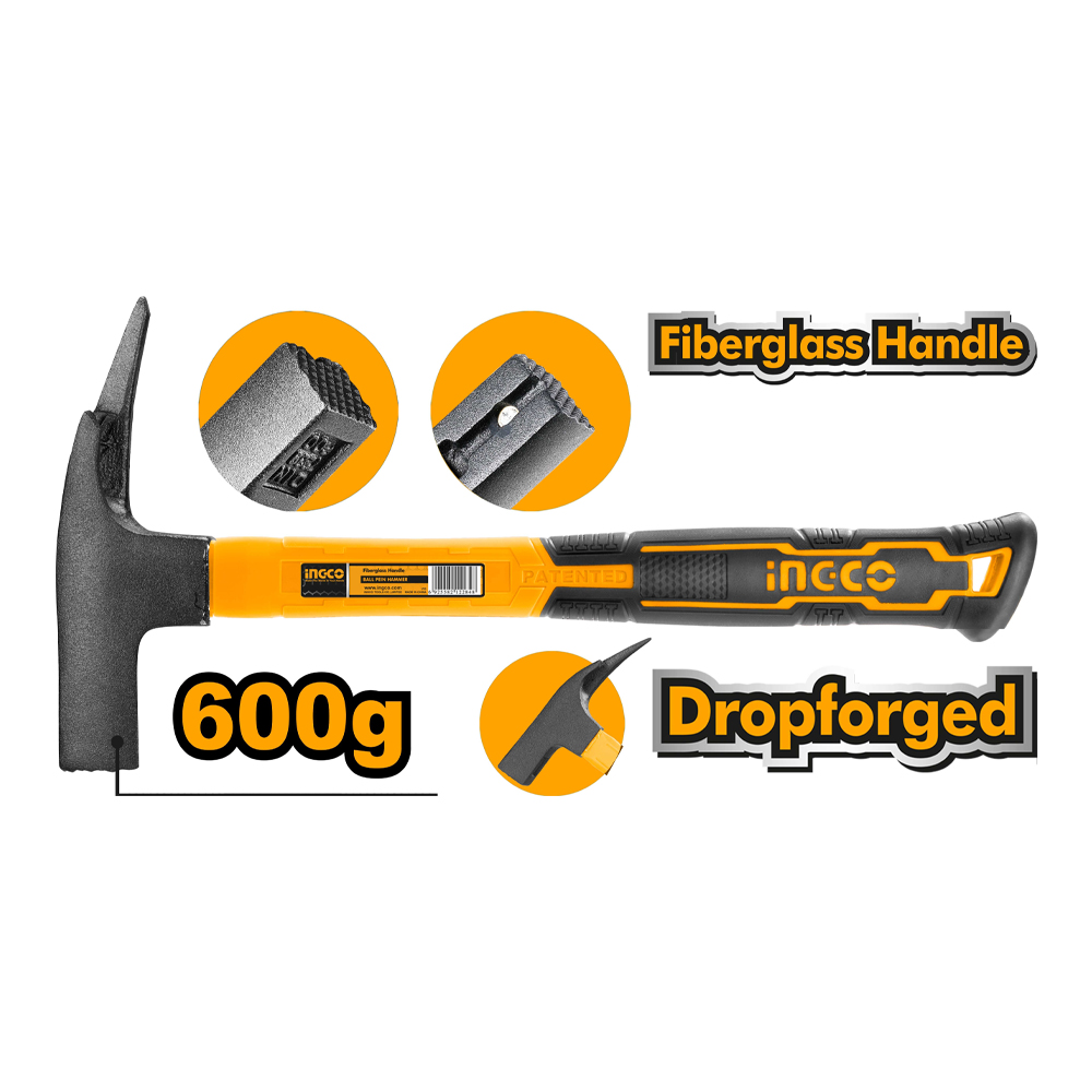 Martello da Carpentiere 600 gr INGCO - Punta 2 Penne e Incavo