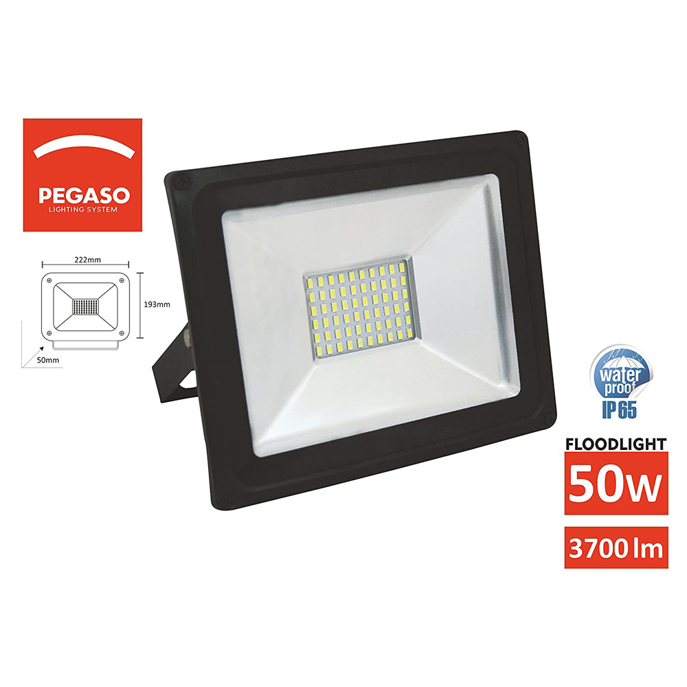 Faretto LED 50W PEGASO - Luce Fredda 6000K - 20.000 Ore di Lavoro - IP65