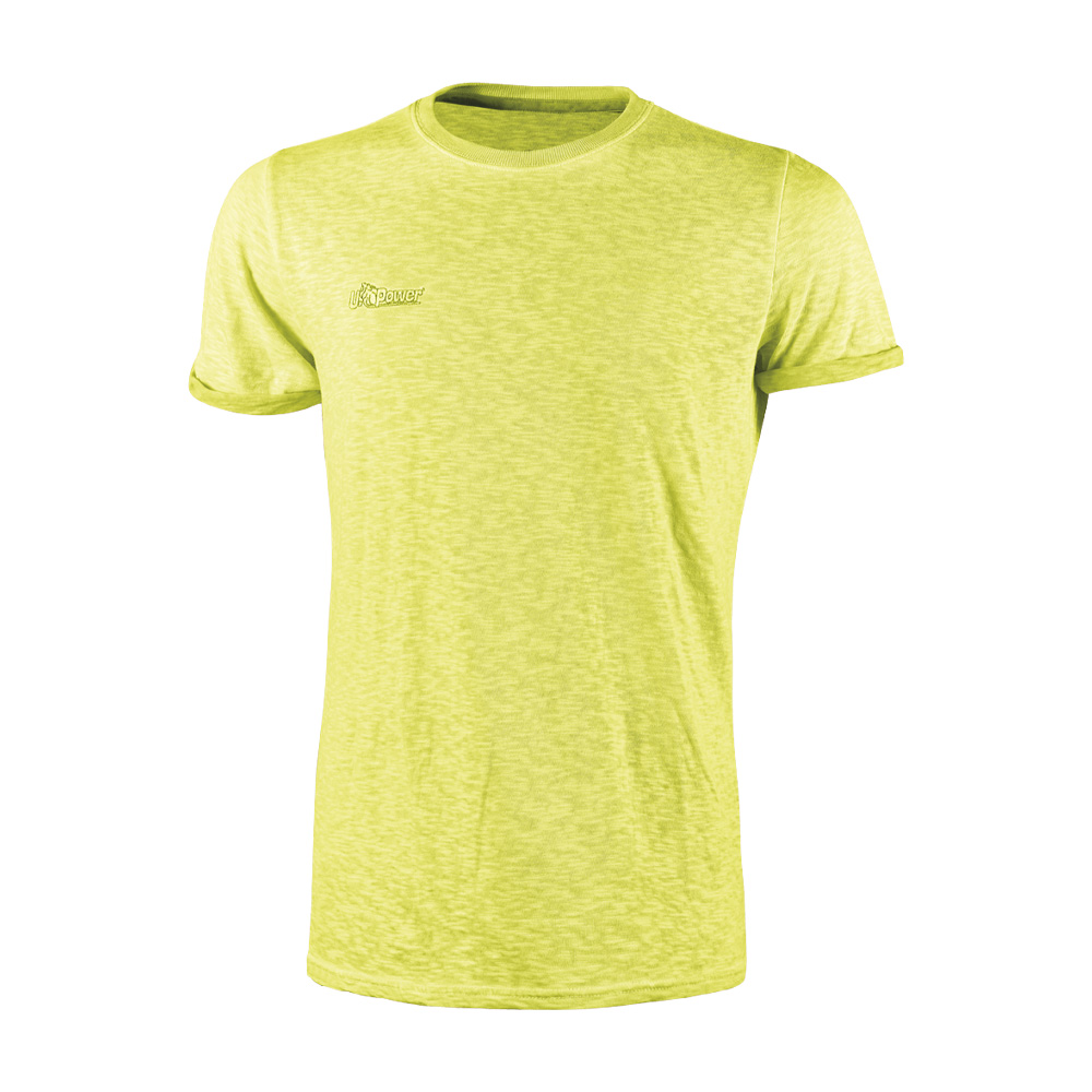 T-shirt cotone fiammato enjoy fluo yellow u-power - taglia m.