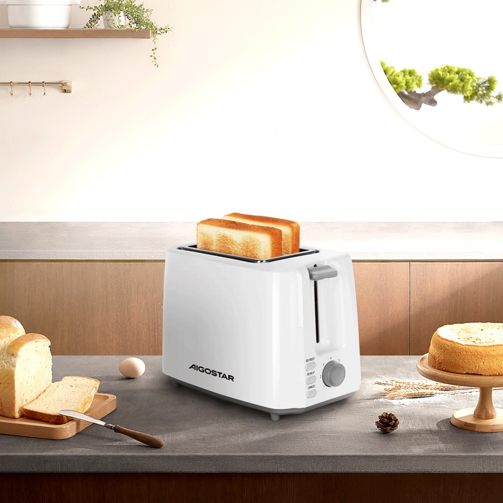 Tostapane 2 Fette 750W Bianco AIGOSTAR - 7 Impostazioni di Tostatura