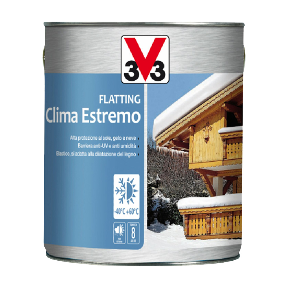 Vernice Flatting Clima Estremo per Legno Esterno 750 ml V33 - Incolore Brillante