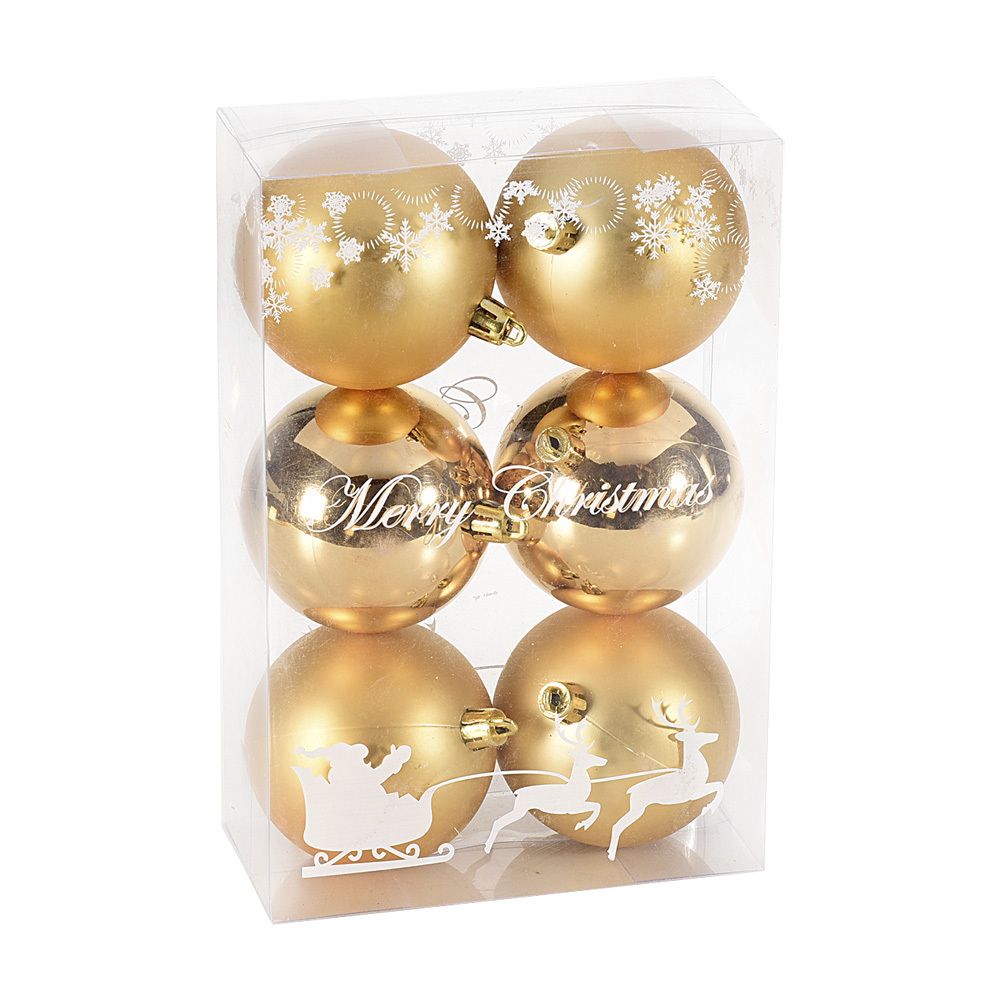 Set 6 palline per addobbi natalizi 7 cm fercolor - oro opaco e lucido.