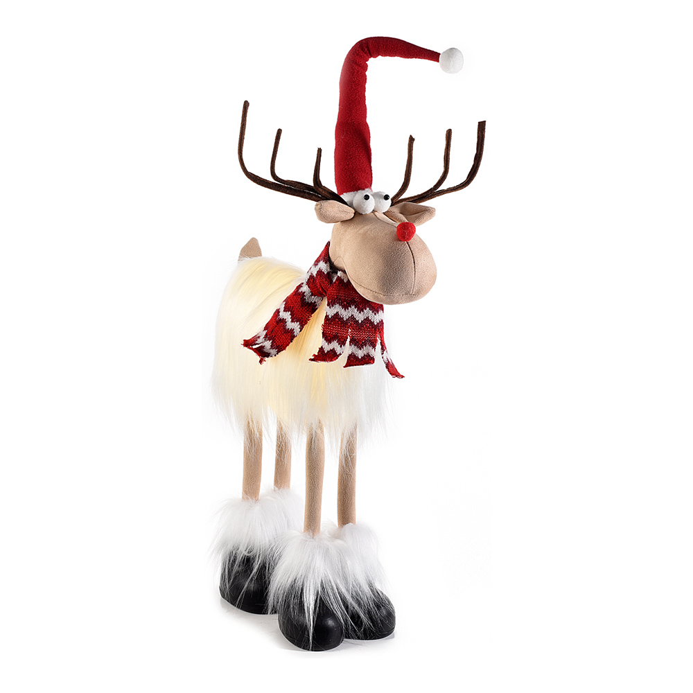 Renna con Corpo Luminoso LED, Sciarpa e Cappello FERCOLOR - 34x13x78h cm