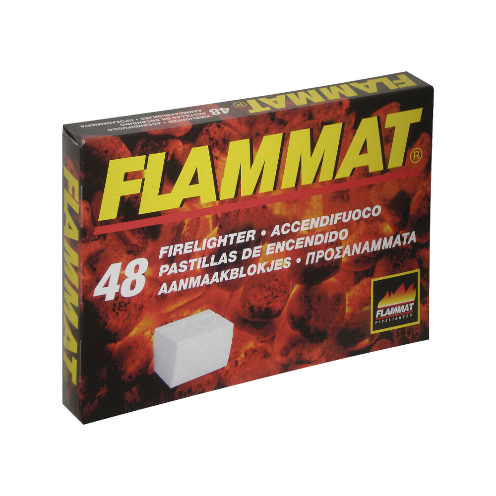 Accendifuoco bianco 48 cubetti flammat per barbecue e caminetti.