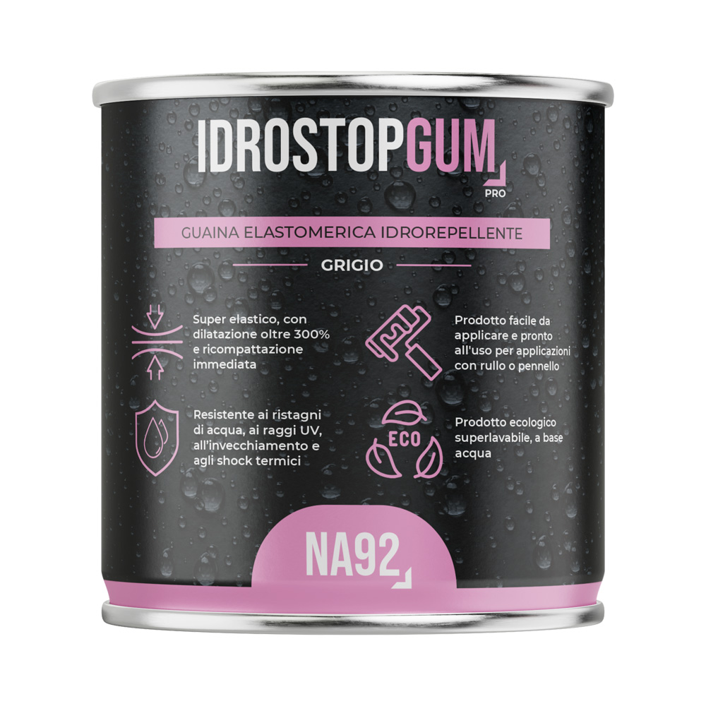 Guaina gomma elastomerica idrorepellente idrostopgum na92 lt.1 grigia.