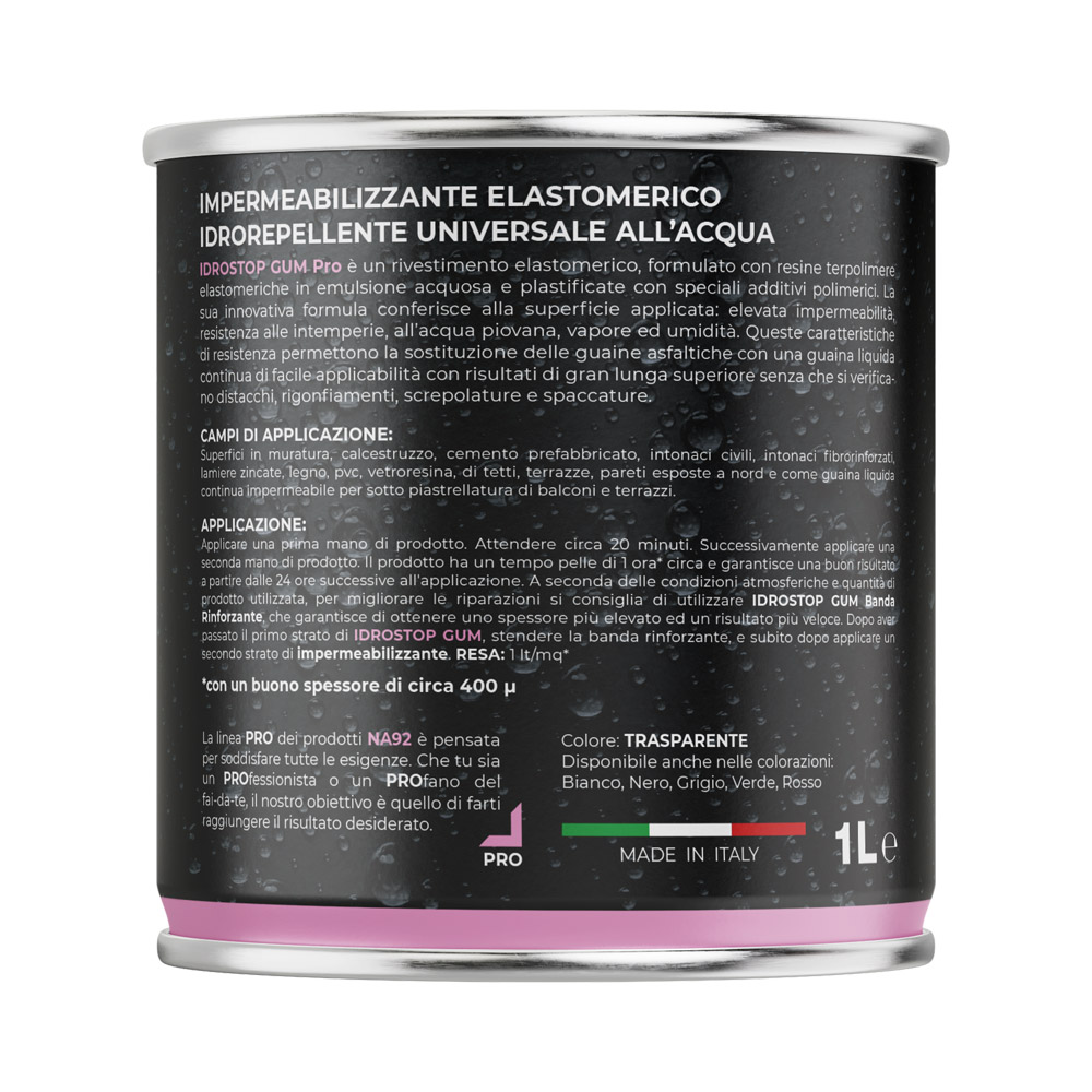 Guaina Gomma Elastomerica Idrorepellente IDROSTOPGUM NA92 LT.1 Trasparente